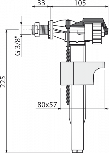 A16M-3/8" Впускной механизм с боковой подводкой и металлической резьбой для пластиковых бачков и скрытых систем инсталляции замена на А160Р-3/8“ Alca Plast в Курганинске